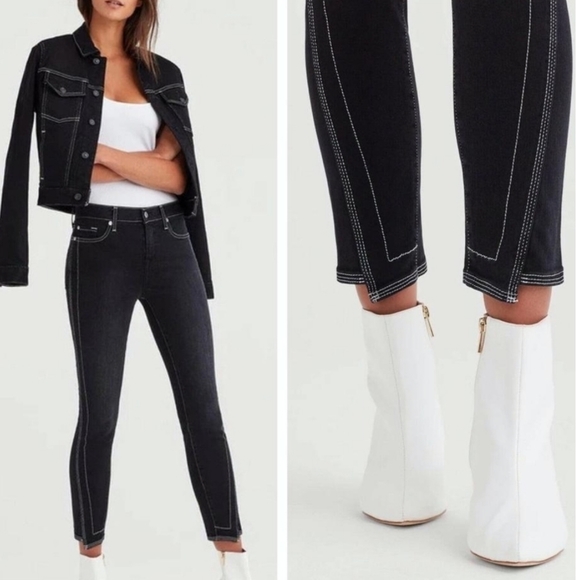 7 For All Mankind Denim - 7 for All Mankind black ankle super skinny crop jeans 28
